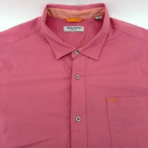 Tommy Bahama Nova‎ Wave Mens Pink Textured Short Sleeve Button Up Shirt 3XL